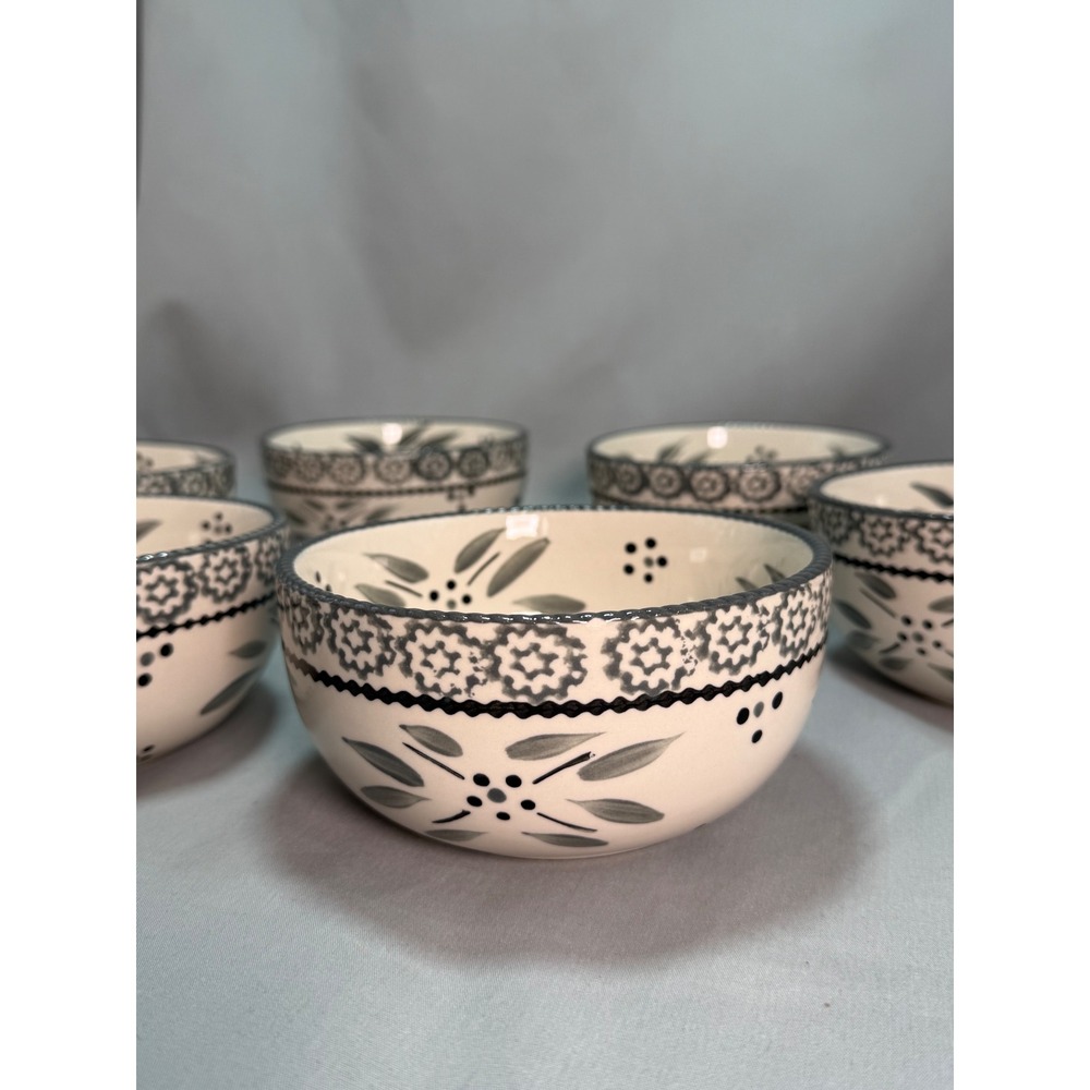 Temp-tations Old World Gray Lot of 6 Cereal Bowls 5.5" Modern Farmhouse 18oz